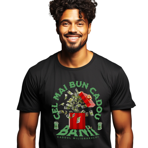 Bani Si Investitii - Tricou Femei, Barbati, Copii, Fata, Baiat, Unisex Personalizat Cutie Cadou Roșie cu Bancnote în Zbor – „Cel mai Bun Cadou” Milionar – Cadou Personalizat pentru Familie, Copii, Tati, Prieteni