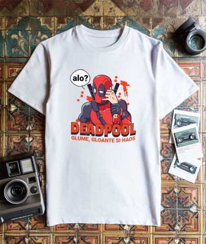 Tricou Barbati cu Deadpool si misiunea periculoasa 100% Bumbac, Alb, M [2]