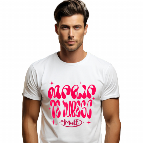 Tricou Femei, Barbati, Copii, Fata, Baiat, Unisex Personalizat "Mesaj Romantic Te Iubesc Mult Maria - Cadou Personalizat cu Stele pentru Valentine's Day"
