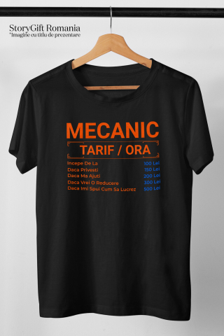 Tricou Femei, Barbati, Copii, Fata, Baiat, Unisex Personalizat Tarife Mecanic – Design Amuzant cu Glume Auto și Meserie [2]