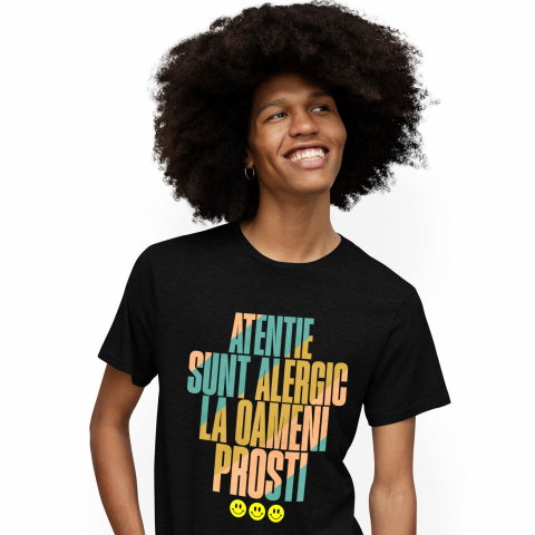 AMUZANTE - Tricou Femei, Barbati, Copii, Fata, Baiat, Unisex Personalizat „Alergic la Oameni Proști” – Mesaj Sarcastic pentru Cadouri Personalizate