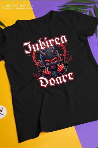 Tricou Femei, Barbati, Copii, Fata, Baiat, Unisex Personalizat Cadouri personalizate pentru Valentine's Day cu ilustrație demon „Iubirea Doare” | Produse unice pentru iubiți și prieteni. [2]