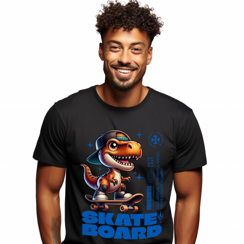 SPORT - Tricou Femei, Barbati, Copii, Fata, Baiat, Unisex Personalizat Dinozaur Skateboard Cu Șapcă – Design Urban Vesel