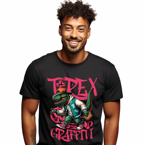 BASME - Tricou Femei, Barbati, Copii, Fata, Baiat, Unisex Personalizat T-Rex Gangster Graffiti - Îmbrăcăminte Stradală Urbană cu Artă Personalizată pentru Copii și Adulți