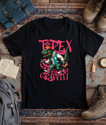 Tricou Femei, Barbati, Copii, Fata, Baiat, Unisex Personalizat T-Rex Gangster Graffiti - Îmbrăcăminte Stradală Urbană cu Artă Personalizată pentru Copii și Adulți [2]
