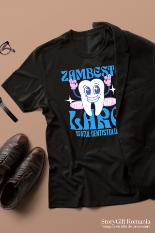 Tricou Femei, Barbati, Copii, Fata, Baiat, Unisex Personalizat Dinte Vesel – Zâmbet Larg, Dentist, Igienă Orală și Meserie Stomatologică [2]