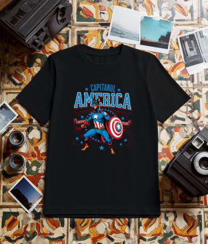 Tricou Femei, Barbati, Copii, Fata, Baiat, Unisex Personalizat Doberman în Costum de Captain America cu Pelerină - Cadou Personalizat pentru Copii și Iubitorii de Câini [2]