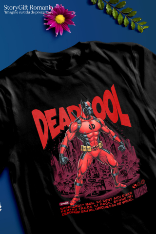 Tricou Femei, Barbati, Copii, Fata, Baiat, Unisex Personalizat Dog German în Costum Deadpool – Câine Supererou Amuzant și Personalizat [2]