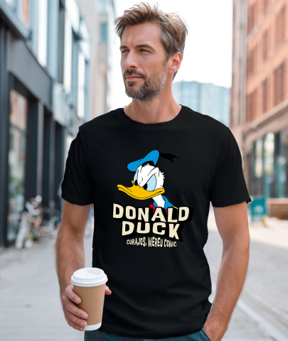 Tricou Barbati cu Donald Duck, vulcan in eruptie  100% Bumbac, Negru, L [1]