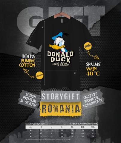 Tricou Barbati cu Donald Duck, vulcan in eruptie  100% Bumbac, Negru, L [3]