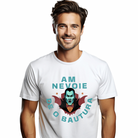 HALLOWEEN - Tricou Femei, Barbati, Copii, Fata, Baiat, Unisex Personalizat Dracula cu Colți și Pelerină | Băutură Halloween