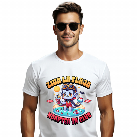 PLAJA - Tricou Femei, Barbati, Copii, Fata, Baiat, Unisex Personalizat Dracula La Plajă – Cadou Amuzant Personalizat Pentru Familie & Prieteni