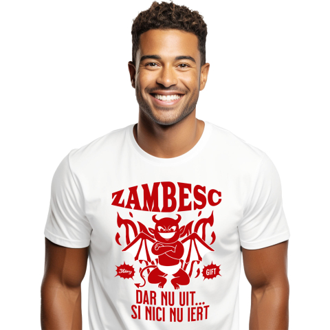 Ingeri Si Zei - Tricou Femei, Barbati, Copii, Fata, Baiat, Unisex Personalizat Drăcușor Diavol Zâmbitor cu Text „Zâmbesc Dar Nu Uit” - Cadou Personalizat Halloween pentru Familie și Prieteni