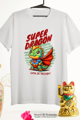 Tricou Femei, Barbati, Copii, Fata, Baiat, Unisex Personalizat Dragon Super Erou cu Pelerină Roșie - Cadouri Personalizate pentru Copii și Familie [2]