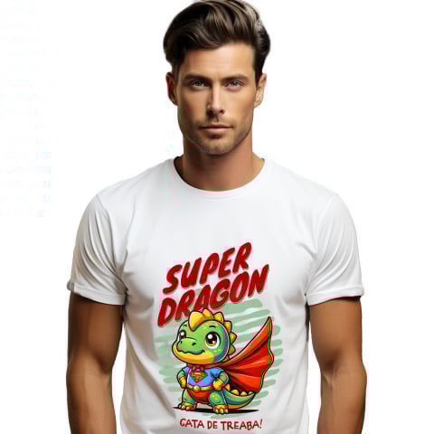 Supereroi - Tricou Femei, Barbati, Copii, Fata, Baiat, Unisex Personalizat Dragon Super Erou cu Pelerină Roșie - Cadouri Personalizate pentru Copii și Familie