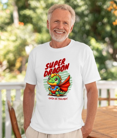 Tricou Femei, Barbati, Copii, Fata, Baiat, Unisex Personalizat Dragon Super Erou cu Pelerină Roșie - Cadouri Personalizate pentru Copii și Familie [1]