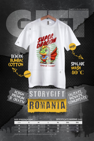 Tricou Femei, Barbati, Copii, Fata, Baiat, Unisex Personalizat Dragon Super Erou cu Pelerină Roșie - Cadouri Personalizate pentru Copii și Familie [3]