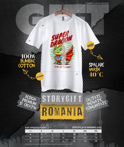 Tricou Femei, Barbati, Copii, Fata, Baiat, Unisex Personalizat Dragon Super Erou cu Pelerină Roșie - Cadouri Personalizate pentru Copii și Familie [3]