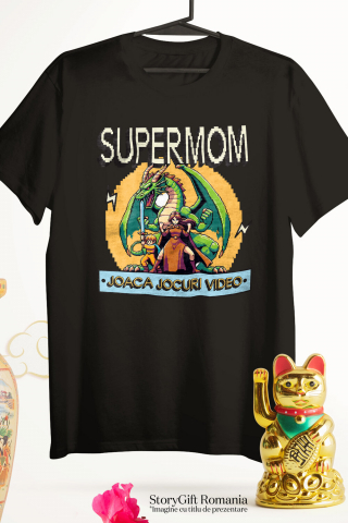Tricou Femei, Barbati, Copii, Fata, Baiat, Unisex Personalizat Dragon Jocuri Video cu Luptătoare Războinică SuperMom - Cadou Personalizat „Joacă Jocuri Video” pentru Familie și Prieteni [2]
