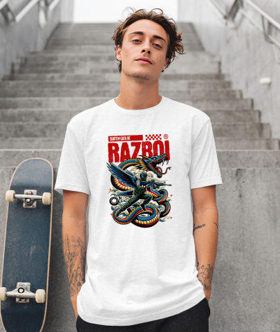 Tricou Femei, Barbati, Copii, Fata, Baiat, Unisex Personalizat Costum Dragon Stil Șarpe – Războinic Chinez Cu Armă pentru Familie, Copii și Tati [1]