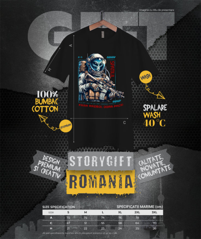 Tricou Femei, Barbati, Copii, Fata, Baiat, Unisex Personalizat Extraterestru în Costum Spațial - Mesaj de Pace - Cadouri Personalizate Sci-Fi [3]