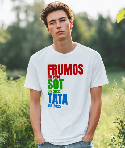 Tricou Femei, Barbati, Copii, Fata, Baiat, Unisex Personalizat „Din 1994 Soț, din 2022 Tată din 2025” | Cadou Personalizat Iubire și Familie [1]