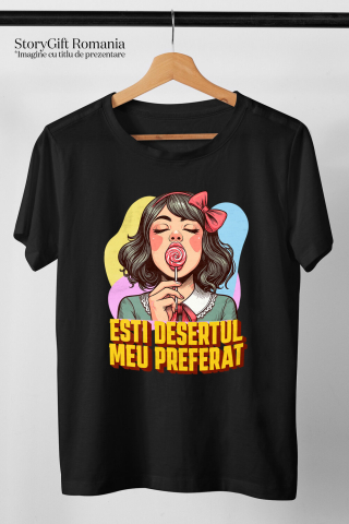 Tricou Femei, Barbati, Copii, Fata, Baiat, Unisex Personalizat Fată cu Fundă Roșie și Acadea - Cadou Personalizat, Mesaj Iubire și Sexy [2]