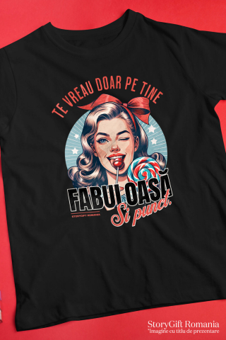 Tricou Femei, Barbati, Copii, Fata, Baiat, Unisex Personalizat Fata cu Fundă și Acadea - Cadou Personalizat „Te Vreau Doar Pe Tine” [2]