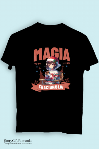 Tricou Femei, Barbati, Copii, Fata, Baiat, Unisex Personalizat Fată Stil Anime cu Căciulă și Pulover de Crăciun – Cadouri Personalizate pentru Magia Crăciunului [2]