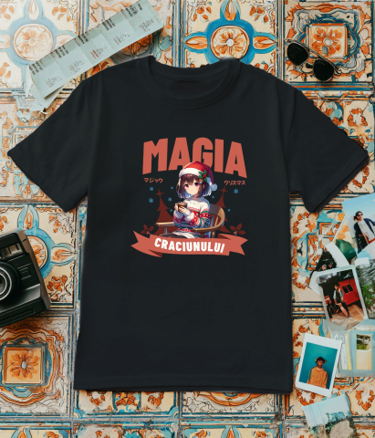Tricou Femei, Barbati, Copii, Fata, Baiat, Unisex Personalizat Fată Stil Anime cu Căciulă și Pulover de Crăciun – Cadouri Personalizate pentru Magia Crăciunului [2]