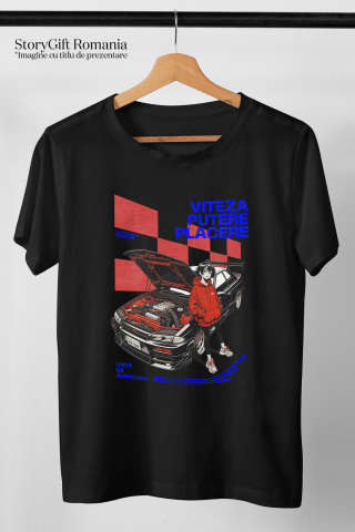 Tricou Femei, Barbati, Copii, Fata, Baiat, Unisex Personalizat Tricou Anime Auto – Fată cu Hanorac Roșu și Mașină Sport Puternică [2]