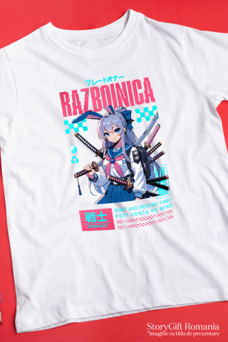 Tricou Femei, Barbati, Copii, Fata, Baiat, Unisex Personalizat Cadouri personalizate – Fata stil asiatic cu sabii ninja și mesaj inspirațional [2]