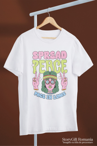 Tricou Femei, Barbati, Copii, Fata, Baiat, Unisex Personalizat Fata Stil Hippie Ochelari și Bandana - Spread Peace Cadou Personalizat pentru Familie [2]