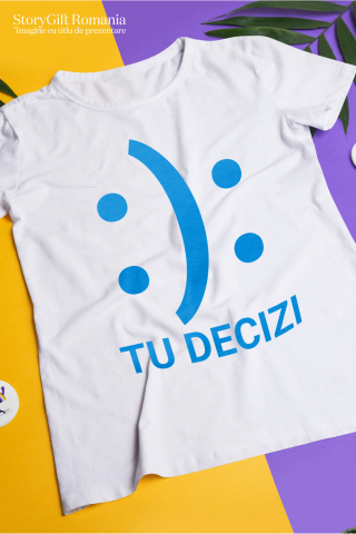 Tricou Femei, Barbati, Copii, Fata, Baiat, Unisex Personalizat Fata Zâmbitoare și Fata Tristă - Glume și Ironie pentru Copii, Anxietate și Depresie - Cadouri Personalizate [2]