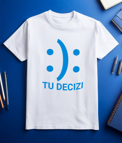 Tricou Femei, Barbati, Copii, Fata, Baiat, Unisex Personalizat Fata Zâmbitoare și Fata Tristă - Glume și Ironie pentru Copii, Anxietate și Depresie - Cadouri Personalizate [2]