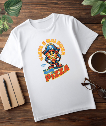 Tricou Femei, Barbati, Copii, Fata, Baiat, Unisex Personalizat Felie De Pizza Cu Pălărie De Pirat - Cadouri Amuzante pentru Iubitorii De Fast Food și Desene Animate [2]