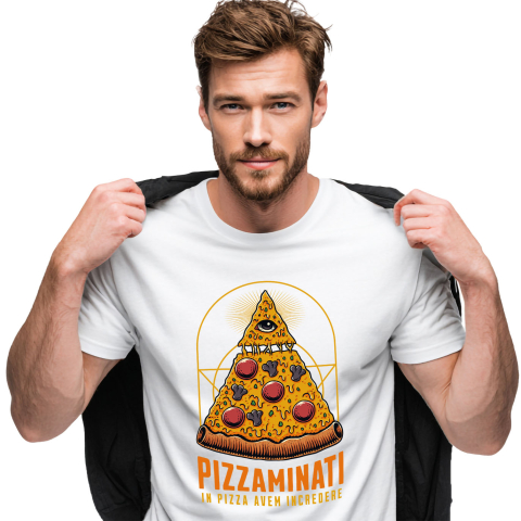 Mancare - Tricou Femei, Barbati, Copii, Fata, Baiat, Unisex Personalizat Pizza bizara cu ochi | Cadou personalizat și haios pentru familie și prieteni