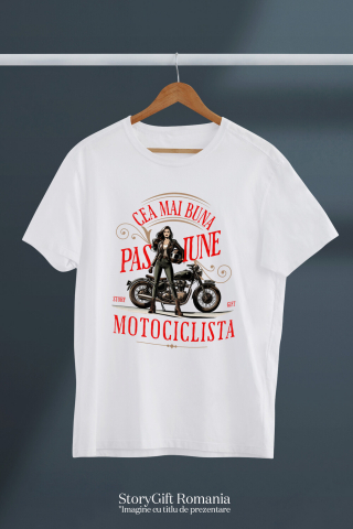 Tricou Femei, Barbati, Copii, Fata, Baiat, Unisex Personalizat Femeie Motociclistă cu Cască – Design Modern pentru Pasionați de Moto [2]