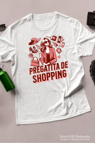 Tricou Femei, Barbati, Copii, Fata, Baiat, Unisex Personalizat "Femeie Iubitoare de Shopping – Cadouri Personalizate cu Pantofi, Pălărie și Geantă" [2]