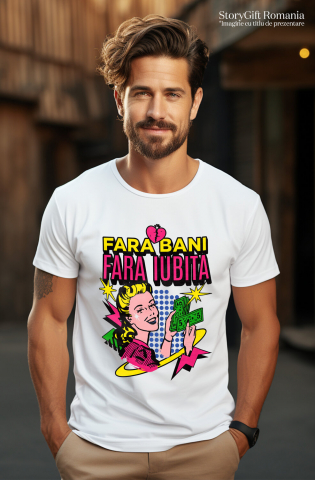 Tricou Femei, Barbati, Copii, Fata, Baiat, Unisex Personalizat Femeie Retro Numărând Bancnote Bani – „Fără Bani Fără Iubită” – Cadou Personalizat pentru Familie, Tati, Copii, Prieteni [1]