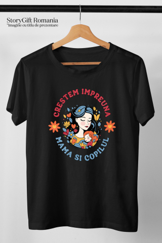 Tricou Femei, Barbati, Copii, Fata, Baiat, Unisex Personalizat "Femeie și Fata – Cadouri Personalizate Flori Colorate pentru Mama și Copil" [2]