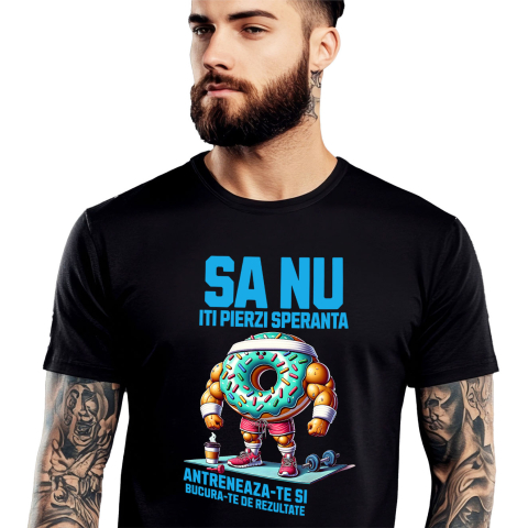 Sport - Tricou Femei, Barbati, Copii, Fata, Baiat, Unisex Personalizat Gogoasă Glazurată Colorată cu Mușchi la Sală – Putere și Motivație pentru Fitness