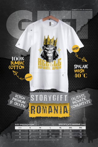 Tricou Femei, Barbati, Copii, Fata, Baiat, Unisex Personalizat Tricou Personalizat Gorila Regală cu Coroană de Aur – Regele Imperiul Suprem | Cadou Motivational [3]
