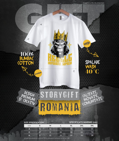 Tricou Femei, Barbati, Copii, Fata, Baiat, Unisex Personalizat Tricou Personalizat Gorila Regală cu Coroană de Aur – Regele Imperiul Suprem | Cadou Motivational [3]