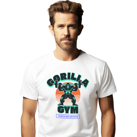 Sport - Tricou Femei, Barbati, Copii, Fata, Baiat, Unisex Personalizat Gorila Sportivă – Ridicări Gantere și Forță Nelimitată pentru Antrenamente Fitness