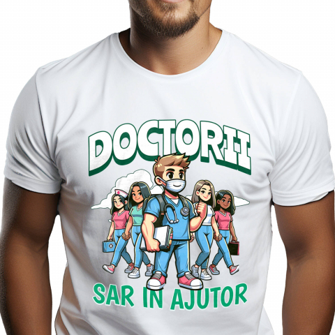 Tricou Femei, Barbati, Copii, Fata, Baiat, Unisex Personalizat Grup de Doctori Tineri – Pasiune pentru Medicină și Sănătate