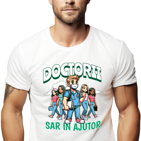 Tricou Femei, Barbati, Copii, Fata, Baiat, Unisex Personalizat Grup de Doctori Tineri – Pasiune pentru Medicină și Sănătate