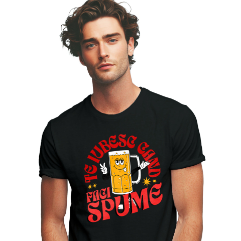 Amuzante - Tricou Femei, Barbati, Copii, Fata, Baiat, Unisex Personalizat Halba de Bere Veselă cu Limba Scoasă – Cadou Amuzant pentru Petreceri și Distracție