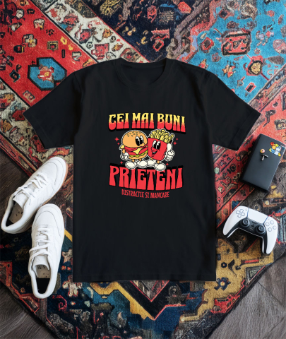 Tricou Femei, Barbati, Copii, Fata, Baiat, Unisex Personalizat Cadouri personalizate pentru prieteni și familie - hamburger și cartofi prăjiți cu mesaj de prietenie [2]