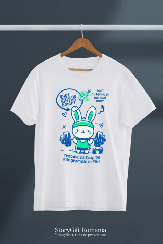 Tricou Femei, Barbati, Copii, Fata, Baiat, Unisex Personalizat Iepure Haios La Sală – Ridicat Bară Greutăți Motivational Puternic pentru Fitness [2]